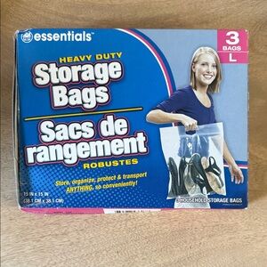 NEW! (Damaged Box) Essentials Heavy Duty Storage Bags - 3 Count Size Large